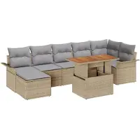 vidaXL Tuinbank Set 8 st Beige en Lichtgrijs poly rattan