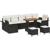 vidaXL Tuinbank Set 10 st 9-Aantal zitplaatsen Zwart en Crème