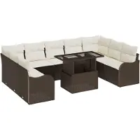 vidaXL Tuinbank Set 10 st Bruin Poly rattan