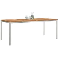 vidaXL Eettafel 200x90x75 cm Massief Teakhout en RVS