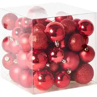 Beliani TYIN- Set van 60 kerstballen - Rood - Synthetisch