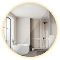 Tulup LED Spiegel - Spiegel LED Rond - 100 cm x 100 cm - Ronde Spiegel LED - LED-spiegel voor Gang - Warm Wit 3000K - Spiegel Met Verlichting - LED Wandspiegel Boho