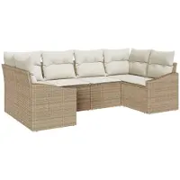 vidaXL Tuinbank Set 6 st Beige en Crème poly rattan