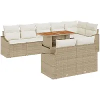 vidaXL Tuinbank Set 9 st Beige Poly rattan
