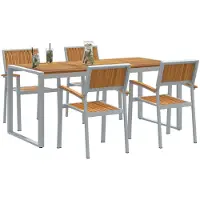 vidaXL Tuin Eettafel Set 5 st Grijs Massief Acacia Hout