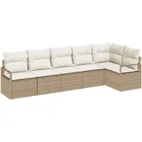 vidaXL Tuinset met 6 zitplaatsen. Beige en witte polyrotan