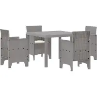 vidaXL Tuinset, 5-delig, lichtgrijs, polypropyleen