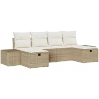 vidaXL Tuinbank Set 6 st Beige poly rattan