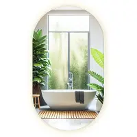 Drukarnia Piga LED Spiegel - Ovale Spiegel Met Verlichting - 40 cm x 70 cm - Ovale Spiegel Badkamer Met Verlichting - Spiegel LED Voor de Woonkamer - Warm Wit 3000K - LED Spiegel Oval - Moderne Wandspiegel