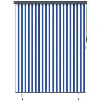 vidaXL Rolgordijn Blauw en Wit 220 x 250 cm Stof en Aluminium