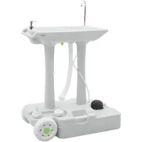 vidaXL Camping Handwas Stand met Wielen Grijs 72 x 42 x 103 cm