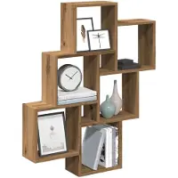 vidaXL Wandschap kubus 78x15x93 cm bewerkt hout artisanaal eikenkleur