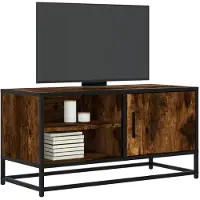 vidaXL Tv-meubel 80x34,5x40cm bewerkt hout metaal gerookt eikenkleurig