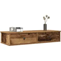vidaXL Wandschap met lades 100x37,5x19 cm bewerkt hout oud houtkleurig