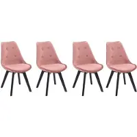 Happy Garden Set van 4 roze NORA fluwelen stoelen met kussen