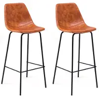 Happy Garden Set van 2 vintage LUCIEN barkrukken cognac - Zithoogte 75cm