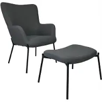 Happy Garden Grijze fauteuil van lusstof met voetsteun EIRA