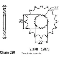 Sifam Pignon de sortie de boite pour Moto Aprilia 125 Af1 Sintesi Sport 1988 16 dents pas 520 Neuf