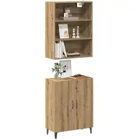 vidaXL Dressoir met wandkast bewerkt hout artisanaal eikenkleur