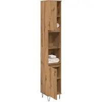 vidaXL Badkamerkast 30x30x190 cm bewerkt hout artisanaal eikenkleurig