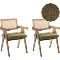 Beliani AVA - Eetkamerstoelen set van 2 - Bruin/Groen - Rubberhout