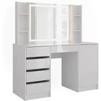 Vicco Sherry Kaptafel met licht – 128.2 cm 4 delen Wit/wit hoogglans
