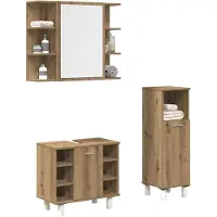 vidaXL 3-delige Badkamermeubelset bewerkt hout artisanaal eikenkleur