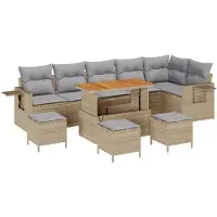 vidaXL Tuinbank Set 12 st Beige en Lichtgrijs poly rattan
