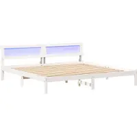 vidaXL Bedframe met hoofdeinde Wit 200 x 200 cm Massief grenenhout