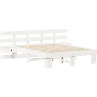 vidaXL Bedframe met hoofdeinde Wit 135 x 190 cm Massief grenenhout