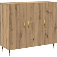 vidaXL Dressoir Artisan Eiken 90 x 34 x 80 cm Bewerkt hout