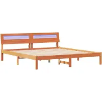 vidaXL Bedframe met hoofdeinde Bruin 200 x 200 cm Massief grenenhout