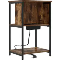 vidaXL Nachtkastje Rook Eiken 38 x 31 x 61 cm Bewerkt hout