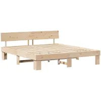 vidaXL Bedframe met hoofdeinde, bruin, 200 x 200 cm, massief dennenhout