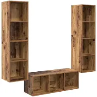 vidaXL Tv-meubelset 3 st Oud Hout Bewerkt hout