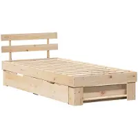 vidaXL Bedframe met hoofdeinde Naturel 90 x 200 cm Massief grenenhout