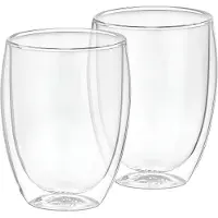 Cheffinger , Set 2 glazen voor dranken Dubbelwandig 350ml van Borosilicaatglas, Transparant