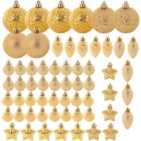 Kadax Kerstballen, van kunststof, set van 60 ballen, kerstballen, kerstboomversiering, kerstdecoratie (goud)