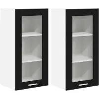 vidaXL - Hangkast - 2 - pcs - Zwart - Eiken - 40 - x - 31 - x - 80 - cm - Bewerkt - hout