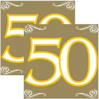 Folat 50 jaar feest tafel servetten - 20x stuks - verjaardag/jubileum - 33 x 33 cm - versiering