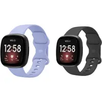 Strap-it Bundel – 2x Siliconen Horlogebandjes geschikt voor Fitbit Versa 3/4 & Sense/Sense 2 (Lavendel & Zwart, Maat L)