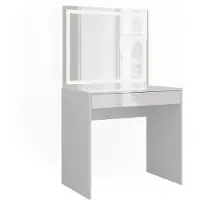 Vicco Kaptafel met licht Sherry Wit/Wit Hoogglans 81.4 cm met LED-spiegel, Model 57678
