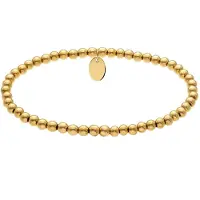 Lucardi - Dames Stalen goldplated kralenarmband voor dames - Armband - Staal - Goudkleurig - 17 cm