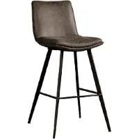 Tower Living Barkruk Pamplona - 75 cm Zithoogte - Suedelook textiel - Antraciet -