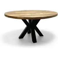 WGXL Collection Eettafel Iron - Mangohout - Rond - Spinpoot - Ø150 cm -
