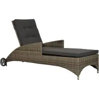 Qopps Ligbed Buffalo - Inclusief wielen - Wicker - Licht grijs -