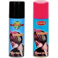 Goodmark Carnaval verkleed haarverf - haarspray - kleuren roze en zwart - 125 ml per flacon - verven
