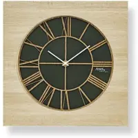 AMS 9641 vierkante wandklok, hout met opgelegde cijfers 50 cm