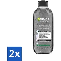 Garnier 2 x - SkinActive - Micellair Jelly-water - Alles-in-1 - Charcoal - 400 ml - Reiniger - Micellair Water - Houtskool - Gezichtsreiniger - Onzuivere Huid