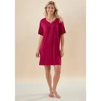 Little label - beau dames nachthemd bamboe - donkerrood - M/ 38 - extra zacht en duurzaam